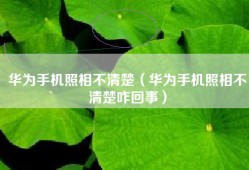 华为手机照相不清楚（华为手机照相不清楚咋回事）