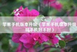 苹果手机版本升级（苹果手机版本升级对手机好不好）